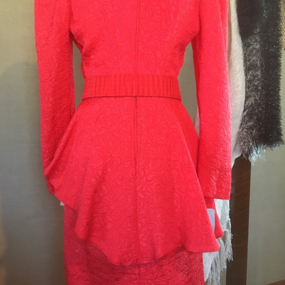 R&K Petites Red Textured Rosette Formal Dress 6P - Picture 4 of 12